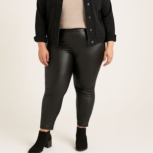 ​Penmans Black Faux Leather Leggings Large High Rise Soft Stretch Vegan Leather